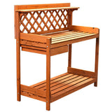 Potting Bench Outdoor Garden Work Bench Station Planting Solid Wood Construction