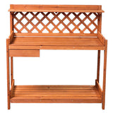 Potting Bench Outdoor Garden Work Bench Station Planting Solid Wood Construction