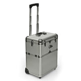 19" Lockable Aluminum Makeup Rolling Train Case for Cosmetic Artist (Silver)