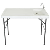 Folding Portable Fish Fillet & Hunting & Cutting Table with Sink Faucet New