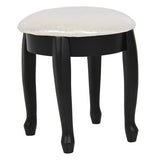 Vanity Table Jewelry Makeup Desk Bench  Drawer Black Solid Wood Construction