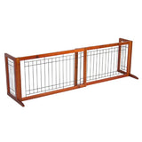 Pet Fence Gate Free Standing Adjustable Dog Gate Indoor Solid Wood Construction