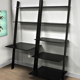 Leaning Shelf Bookcase With Computer Desk Office Furniture Home Desk Wood