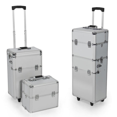 Rolling Cosmetic Makeup Case 2 IN 1 Make Up Artist Case Aluminum Construction