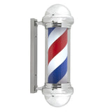 30" Barber Pole Light Red White Blue Stripes Rotating Metal Hair Salon Shop