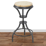 Bar Stool Industrial Metal Design Adjustable Height Swivel Distressed Black