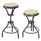 Bar Stool Industrial Metal Design Adjustable Height Swivel Distressed Black