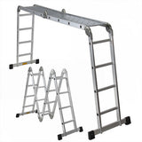 330LB 15.5' Step Platform Multi Purpose Aluminum Folding Scaffold Ladder EN131