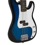 Blue Electric Bass Guitar Includes Strap, Guitar Case, Amp Cord and More
