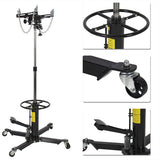 2 Stage 1100lb Hydraulic Transmission Jack W/ Pedal 360° Swivel Wheel Lift Hoist