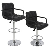 Set of Two (2) Black Leather Swivel Pub / Bar Stools w/ Armrest