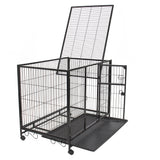 43" Heavy Duty Metal Dog Cage Kennel w Wheels Portable Pet Puppy Carrier Crate