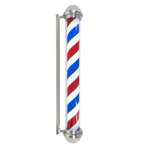 65" Rotating Metal Barber Pole and Light w/ Red White Blue Stripes Hair Salon
