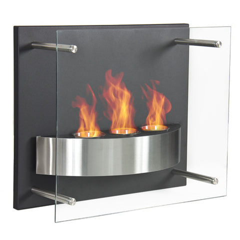 Wall Mount Reservoir Glass Fireplace (Ethanol Gel Fueled)