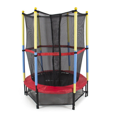 54" Round Kids Mini Trampoline w/ Enclosure Net Pad Rebounder Indoor Exercise