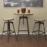 3pc Industrial Vintage Metal Design Bistro Set Adjustable High Bar Chair