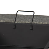 Elegant 29" Outdoor Patio Firepit w/ Iron Fire Bowl, Stone Base, & Mesh Cover