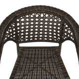Set of (2) Elegant Outdoor Wicker Armchairs Weather Proof Patio Furniture