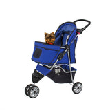 Deluxe Folding 3 Wheel Pet Stroller w/Cup Holder Tray