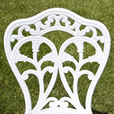 Outdoor Patio Furniture Orchid Design Cast Aluminum Bistro Set in White