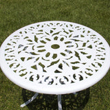Outdoor Patio Furniture Orchid Design Cast Aluminum Bistro Set in White