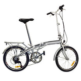 Folding Bike 20" Shimano 6 Speed Bike Fold Storage Silver College School Sports