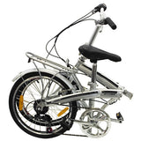 Folding Bike 20" Shimano 6 Speed Bike Fold Storage Silver College School Sports