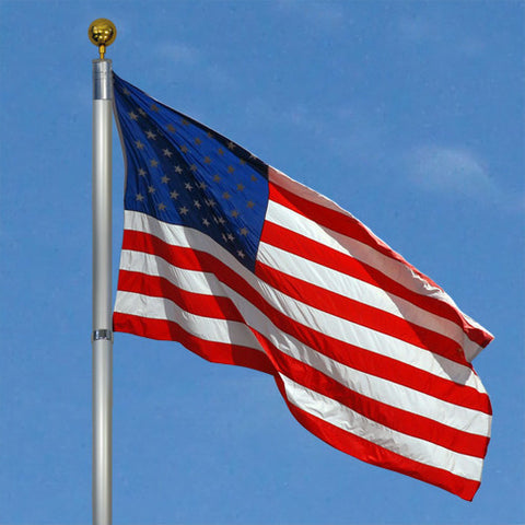 Flagpole Telescopic 16' Aluminum Flag Pole Outdoor Garden Solid Construction