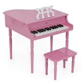 Pink Childs Grand Piano with Kids Bench of Solid Wood Construction