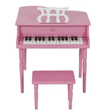 Pink Childs Grand Piano with Kids Bench of Solid Wood Construction