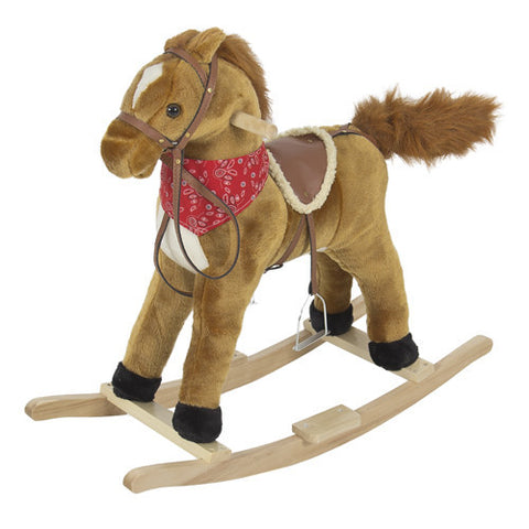 Rocking Horse Plush Brown With Sound toy Boys Rocking Horse Solid Construction