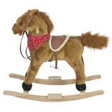 Rocking Horse Plush Brown With Sound toy Boys Rocking Horse Solid Construction