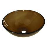 Vessel Sink Tempered Double Glass Sink Vanity Bathroom Bath Brown Design