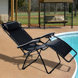 Zero Gravity Chairs Case Of (2) Black Lounge Patio Chairs Outdoor Yard Beach New
