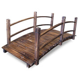 Wooden Bridge 5' Stained Finish Decorative Solid Wood Garden Pond Bridge