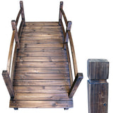 Wooden Bridge 5' Stained Finish Decorative Solid Wood Garden Pond Bridge