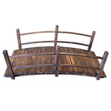 Wooden Bridge 5' Stained Finish Decorative Solid Wood Garden Pond Bridge