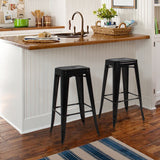 Metal Bar Stools Set of 2 Vintage Antique Style Counter Bar Stool French Black