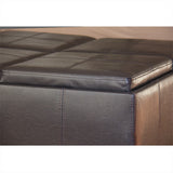 Leather 4 Tray Top Storage Ottoman