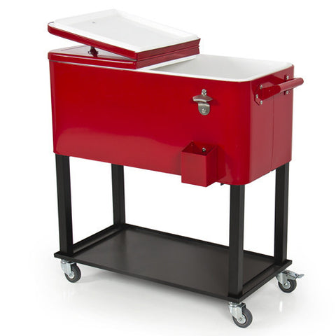 Patio Deck Cooler Rolling Outdoor 65 Quart Solid Steel Construction Home Party