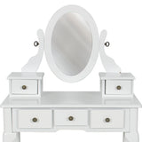 Vanity Table Jewelry Makeup Desk Bench Drawer White Solid Wood Construction