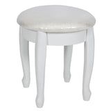 Vanity Table Jewelry Makeup Desk Bench Drawer White Solid Wood Construction