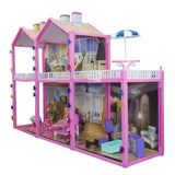 Large 139 PC Doll House Set 2 Story 6 Rooms Fits Barbie Size Doll Dollhouse
