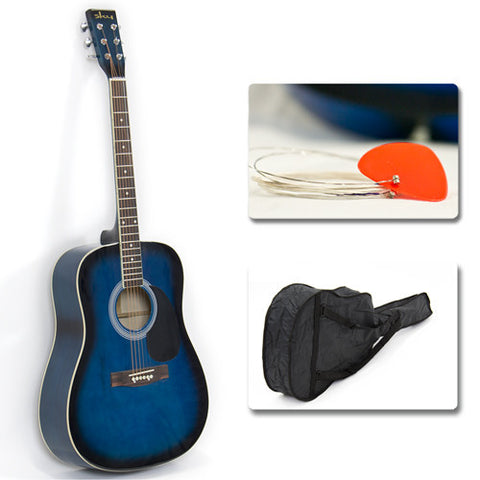 Acoustic Guitar 41" Full Size Adult Blue Includes Guitar Pick & Accessories