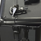 Rolling Cosmetic Makeup Case 2 IN 1 Make Up Artist Case Aluminum Construction BK
