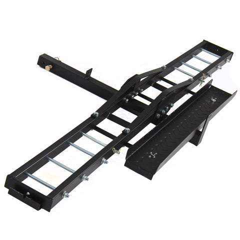 Steel Motorcycle Scooter DirtBike Carrier Hauler Hitch Mount Rack Ramp Anti Tilt