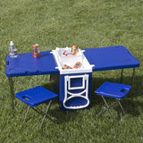 Multi Function Rolling Cooler With Table And 2 Chairs Picnic Camping Outdoor