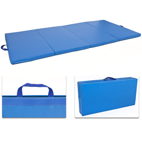 4'x8'x2" Gymnastics Gym Folding Exercise Aerobics Mats Blue Stretching Yoga Mat