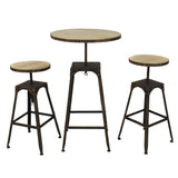 3pc Industrial Vintage Metal Design Bistro Set Adjustable High Bar Chair