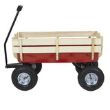 Wood Wagon ALL Terrain Pulling Red w/ Wood Railing Children Kid Garden Cart